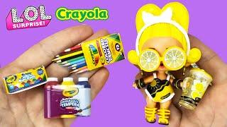 LOL surprise Crayola and How to make diy miniature Crayola  School supplies crafts !!!