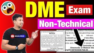 DME Non-Technical Exam Important Notice  Re-Apply 2025 | DME Non-Technical Exam Syllabus