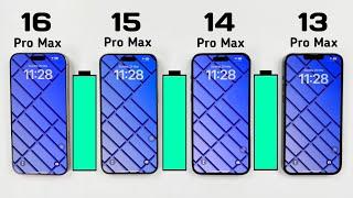 iPhone 16 Pro Max vs 15 Pro Max vs 14 ProMax/13 Pro Max - iOS 18.5 ULTIMATE Battery Life DRAIN Test