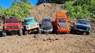 FALL from the mountain everything! ... Five SUVs and a POWERFUL CLIMB ... RC OFFroad 4x4