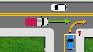 Right of way // Which Car Should Pass First? T - Junction || Right of way || Driving tips