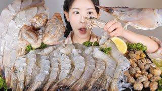 자연산 대하회 vs 흰다리새우회 오만둥이회 먹방 Raw shrimp & Raw water sea squirt [eating show] mukbang korean food