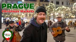 Christmas Markets of Prague at Night Walking Tour - 4K60fps with Captions