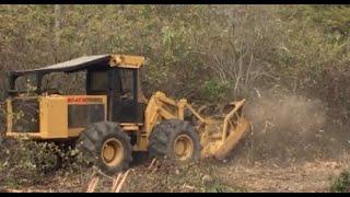 Hydro Ax Mowing Huge Brush! Clearing Land Trees Forestry Mulching Shredder