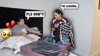 Starting An Argument Then Packing My Bags PRANK! ** Cute Reaction **