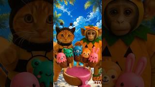 Cat vs Monkey Ice Cream ASMR#cat #monkey #ai #asmr