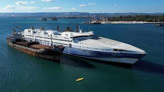 Kayaked to an Abandoned Fast Ferry, once the Pride of Greek Shipping