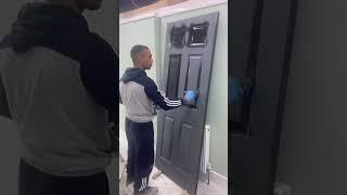 Able skills student learning how to prep and paint  door  #paintinganddecorating #diylrojects