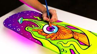 Painting EPIC SKATEBOARD ART with resin and acrylics