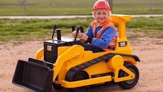 Kid Trax CAT Bulldozer - Kids Tractor (Unboxing and Riding)!