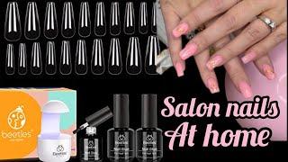 BEETLES NAIL TIPS & GLUE SET REVIEW! SALON NAILS AT HOME! MICHELLE