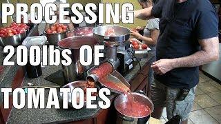 Fabio Leonardi tomato milling machine processing 200lbs of tomatoes