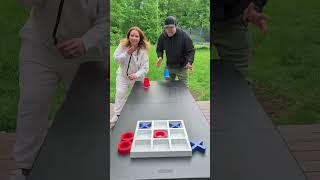 Mom vs Dad Flip Cup Tic Tac Toe! ⭕ #shorts #games