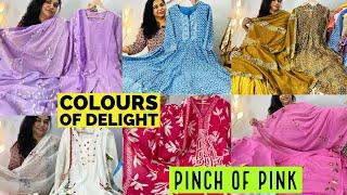 Pinch of Pink Brings You Designer Festive Suits in Straight Fit, Anarkali & Hand Paint Kurti Dupatta