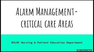 Alarm Management - Critical Care