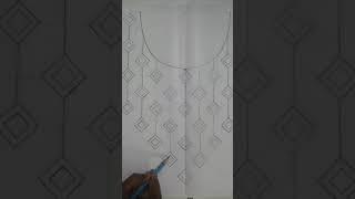 Hand Embroidery Kurti Sketches: Diamond Pattern Embroidery Sketch in Drawing: Embroidery Patterns