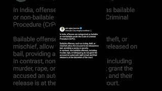 Bailable or Non-bailable offenses ️ | Legal knowledge video, Law video #shorts #short #shortsvideo