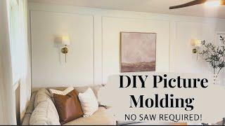 DIY EASY PICTURE MOLDING | TRANSFORM YOUR PLAIN WALLS NO SAW REQUIRED! 