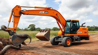 Python Snake Vs JCB Exavator | Attack On JCB Driver | Making Large Dig #snake #jcb