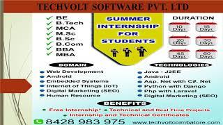 Summer internship in coimbatore | Techvolt Software