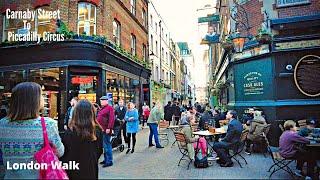 London Walk. Carnaby Street to Piccadilly Circus via Regent Street. London walking tour. London Vlog