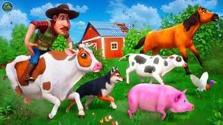 Epic Animal Rescue! Wild Lion King Attacks Farm Animals | Cow, Sheep, Goat, Pig, Dog Cartoons