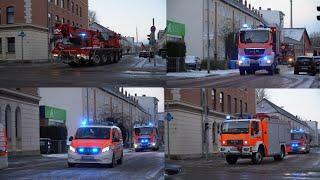 [Rüstzug | Kran] Alarmfahrt vom Rüstzug der BF Braunschweig während leichtem Schnee