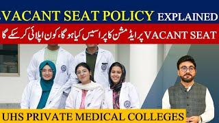 UHS Vacant Seat Policy Explained  for MBBS/BDS Admissions in Punjab Private Medical Collegs 2024-25