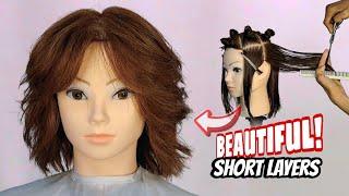 SHORT LAYERED HAIRCUT| TUTORIAL|potong rambut layer