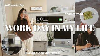 6am *busy* work day in my life (with timestamps!) | wfh desk refresh, work blocks, planner update