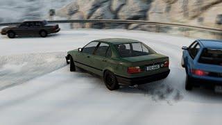 Stock 1.6 E36 Snowdrifting In BeamNG Drive With Traffic