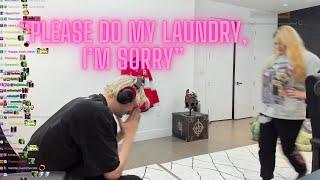 xQc Begs his Girlfriend to do his Laundry after Getting Mad for Interrupting his Rant