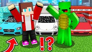 JJ and Mikey STOLE CARS from SECRET GARAGES in Minecraft Funny Challenge - Maizen Mizen JJ and Mikey