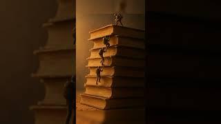 Tiny explorers climb book mountains—adventure on every page! ‍️ #FantasyShorts #MiniWorld #Short