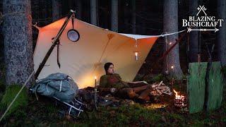 Tarp Camping Deep In The Woods / Bushcraft / Campfire Cooking