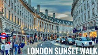 England, Central London Sunset Walk | Relaxing Walking tour in West End London [4K HDR]