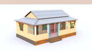 simple tin shed village home design. small tin set roofing village house plan by prem's home plan