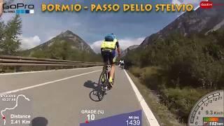 GoPro. Passo dello Stelvio da Bormio in bici da corsa con telemetria