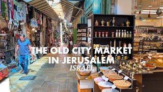 The Old City market in Jerusalem. Walking from Jaffa Gate to Damascus Gate, Israel 2024