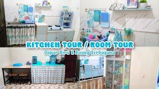 KITCHEN TOUR 2023 | ROOM TOUR DAPUR BIRU & RUANG SERBAGUNA | DAPUR MINIMALIS | DAPUR BIRU SEDERHANA