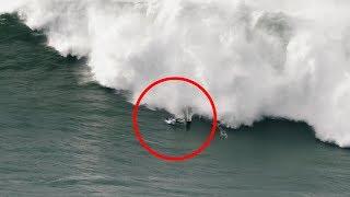 Surfer Experiences Terrifying Wipeout in Nazare, Portugal