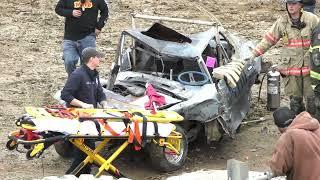 Terrifying Hit at the Demolition Derby Consolation Heat 2 Compact Cars