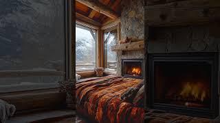  Cozy Winter Bedroom | Snowfall, Crackling Fireplace & Relaxing Music ️