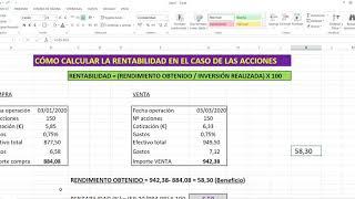 CÁLCULO DE RENTABILIDAD DE ACCIONES QUE COTIZAN EN BOLSA