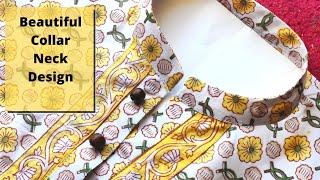 Collar Kurti Front Neck Design with Placket Cutting and Stitching | Neck Design