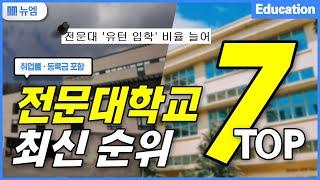 전국 전문대학교 최신순위 TOP7 (취업률·등록금)