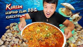 Korean SEAFOOD CLAM BBQ, MASSIVE SPICY FISH Stew in KOREATOWN