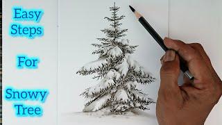 How to draw snowy tree by pencil.