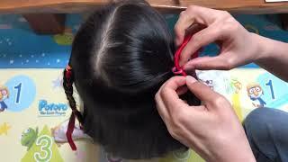 딸아이 피자끈 매듭 유치원 등원머리 🪢 | 특별한 머리 묶기 | 업싸이클 소품 활용 | hairstyles for little girls 