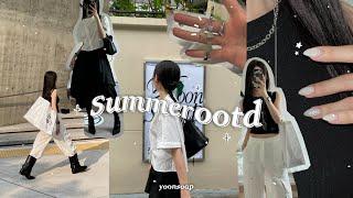 [SUB] 𝒐𝒐𝒕𝒅 Flea Market Vlog! black & white outfits .˳⁺ new nail∙making bead keyring